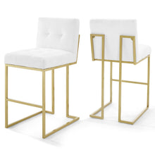 Load image into Gallery viewer, Privy Gold Stainless Steel Upholstered Fabric Bar Stool Set of 2 by Modway
