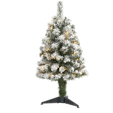 Load image into Gallery viewer, 3&#39; Flocked West Virginia Fir Artificial Christmas Tree with 50 Clear LED Lights
