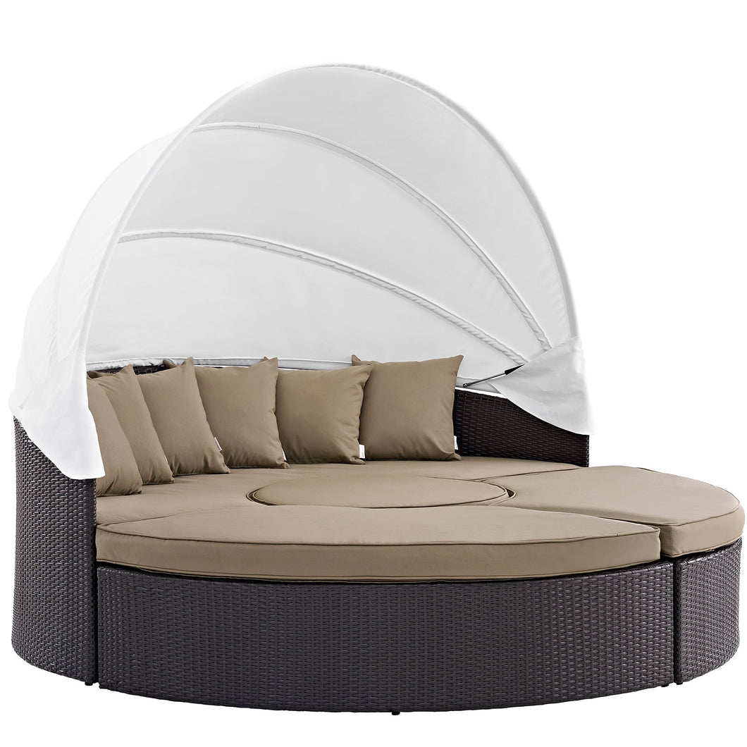 Convene Outdoor Patio Wicker Rattan Canopy Sectional Daybed by Modway