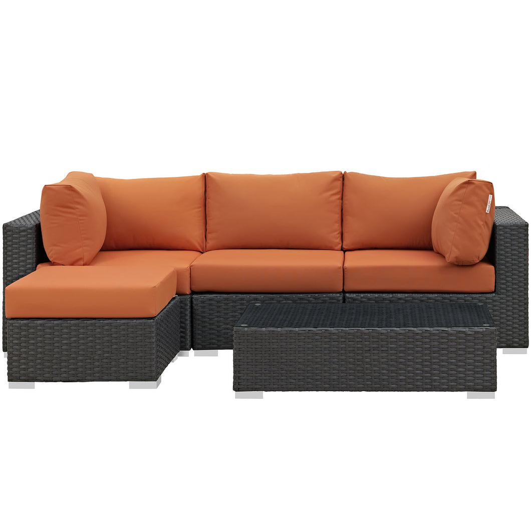 Sojourn 5 Piece Outdoor Patio Sunbrella¨ Sectional Set by Modway