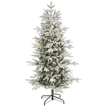 Load image into Gallery viewer, 5.5&#39; Flocked Manchester Spruce Artificial Christmas Tree with 200 Lights
