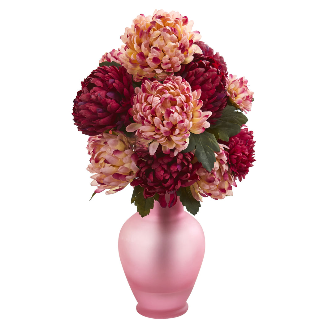 Mum Artificial Arrangement in Rose Colored Vase
