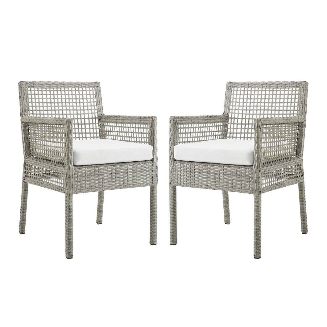 Aura Outdoor Patio Wicker Rattan Dining Armchair Set of 2 by Modway