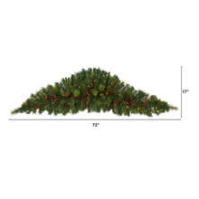 Load image into Gallery viewer, 6&#39; Artificial Christmas Swag with 50 LED Lights, Berries and Pine Cones
