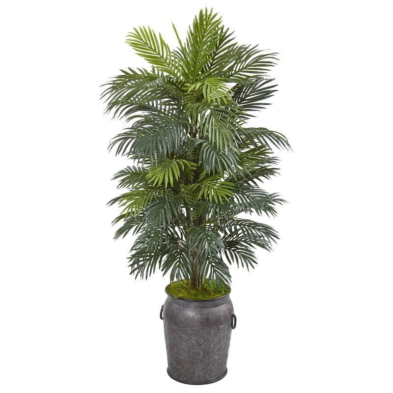 5' Areca Palm Artificial Plant in Metal Planter