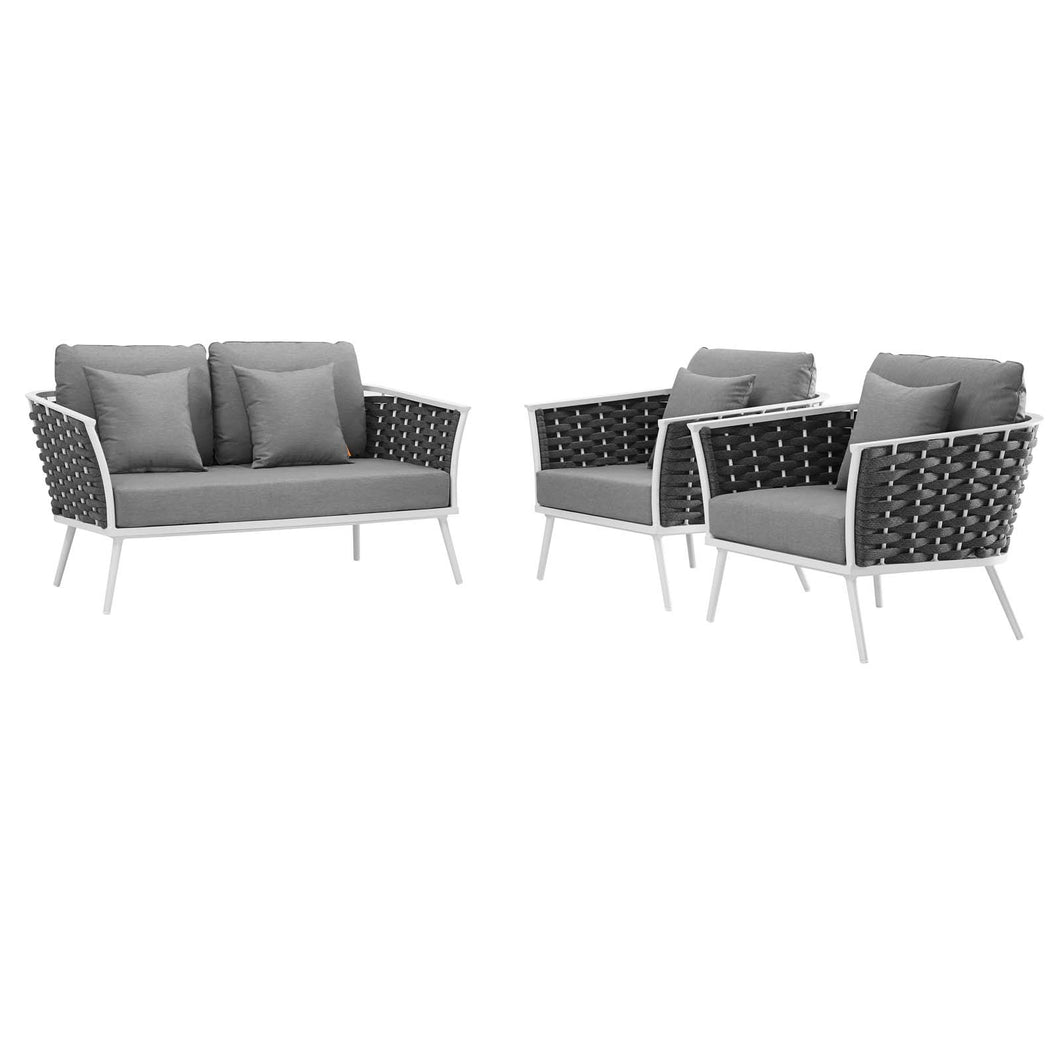 Stance 3 Piece Outdoor Patio Aluminum Sectional Sofa Set by Modway