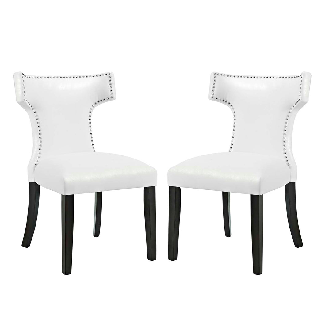 Curve Vinyl Dining Chair Set of 2 by Modway
