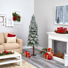 Load image into Gallery viewer, 6&#39; Flocked Gr&amp; Alpine Artificial Christmas Tree w/ 300 Clear Lights

