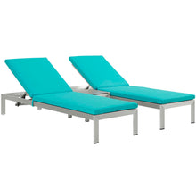 Load image into Gallery viewer, Shore 3 Piece Outdoor Patio Aluminum Chaise with Cushions by Modway
