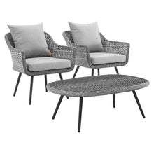 Load image into Gallery viewer, Endeavor 3 Piece Outdoor Patio Wicker Rattan Armchair and Coffee Table Set by Modway

