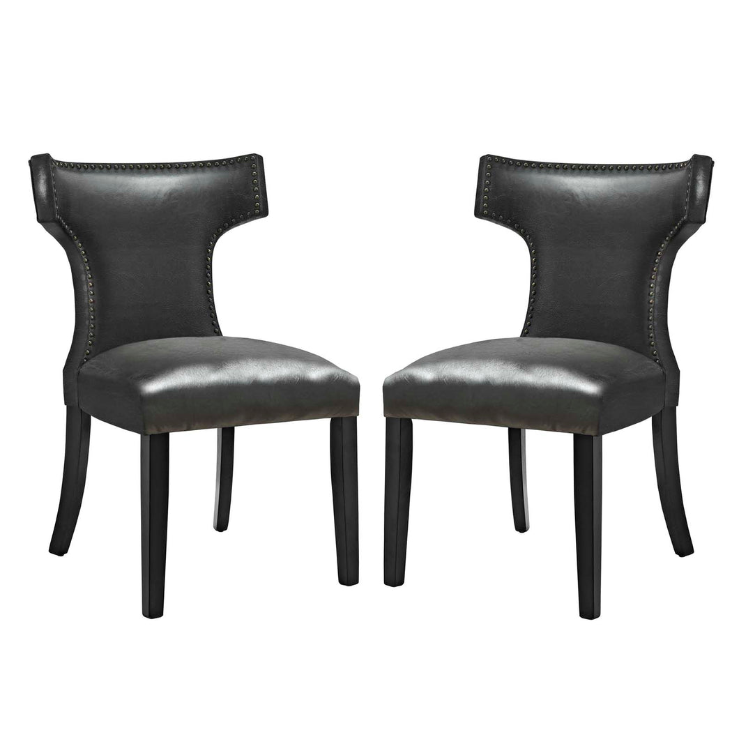 Curve Vinyl Dining Chair Set of 2 by Modway