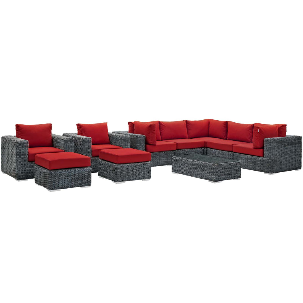 Summon 10 Piece Outdoor Patio Sunbrella¨ Sectional Set by Modway