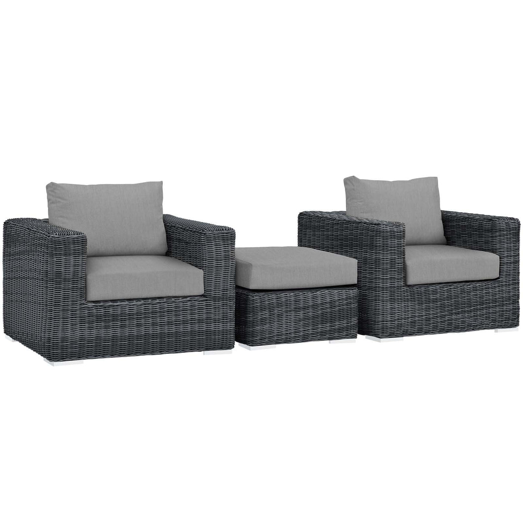 Summon 3 Piece Outdoor Patio Sunbrella¨ Sectional Set by Modway