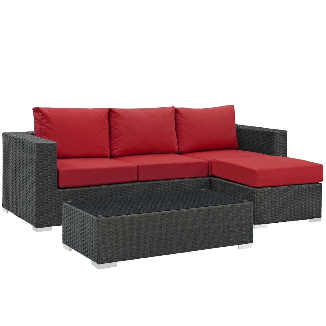 Sojourn 3 Piece Outdoor Patio Sunbrella¨ Sectional Set by Modway
