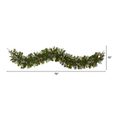 Load image into Gallery viewer, 6&#39; Snow Tipped Artificial Christmas Garland w/50 Warm White LED Lights,Berries
