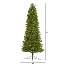 Load image into Gallery viewer, 8&#39; Slim Virginia Spruce Artificial Christmas Tree w 600 Warm White LED Lights
