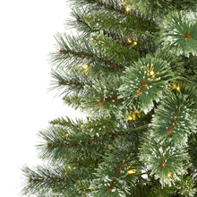 Load image into Gallery viewer, 5' Wisconsin Slim Snow Tip Pine Artificial Christmas Tree w/ 150 Clear LED Light
