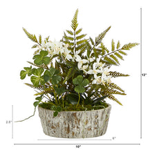 Load image into Gallery viewer, 13&quot; Orchid Phalaenopsis, Clover and Fern Artificial Plant
