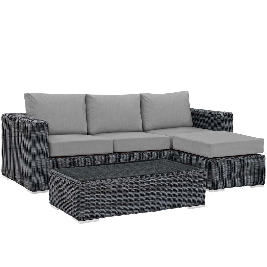 Summon 3 Piece Outdoor Patio Sunbrella¨ Sectional Set by Modway