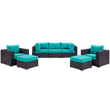 Load image into Gallery viewer, Convene 7 Piece Sectional Set in Espresso Turquoise

