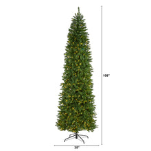Load image into Gallery viewer, 9&#39; Slim Green Mountain Pine Artificial Christmas Tree with 600 Clear LED Lights
