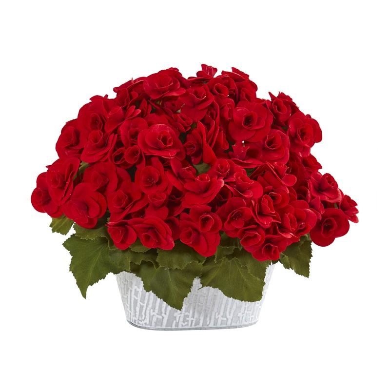 Begonia Artificial Arrangement in Decorative Planter