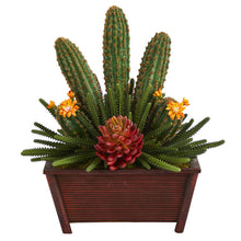 Load image into Gallery viewer, 18&quot; Mixed Cactus Succulent Artificial Plant in Planter
