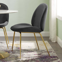 Load image into Gallery viewer, Scoop Gold Stainless Steel Leg Performance Velvet Dining Chair by Modway

