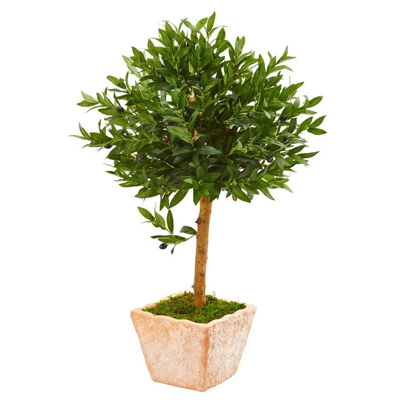 3' Olive Topiary Artificial Tree in Terra Cotta Planter UV Resistant