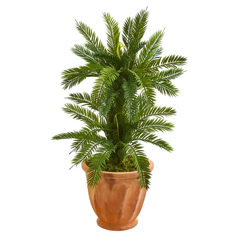3' Double Cycas Artificial Plant in Terra Cotta Planter