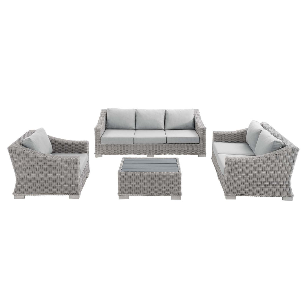 Conway 4-Piece Sunbrella¨ Outdoor Patio Wicker Rattan Furniture Set by Modway