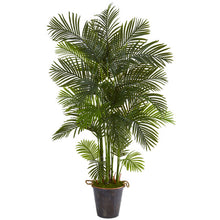 Load image into Gallery viewer, 75&quot; Areca Palm Artificial Tree in Decorative Metal Pail with Rope
