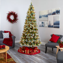 Load image into Gallery viewer, 8&#39; Frosted Swiss Pine Artificial Christmas Tree w/ 550 Clear LED Lights &amp; Berrie
