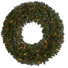 Load image into Gallery viewer, 5&#39; Giant Flocked Artificial Christmas Wreath w/280 Multicolored Lights
