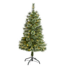 Load image into Gallery viewer, 4&#39; Wisconsin Slim Snow Tip Pine Artificial Christmas Tree w/ 100 Clear LED Light
