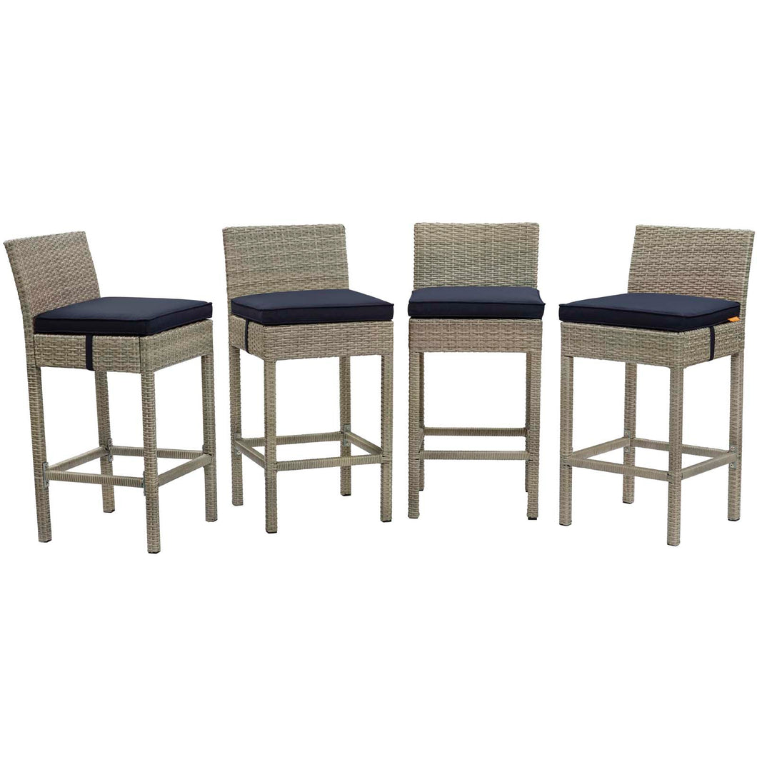 Conduit Outdoor Patio Wicker Rattan Bar Stool Set of 4 by Modway