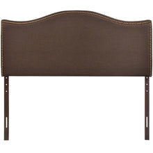 Load image into Gallery viewer, Curl Nailhead Upholstered Queen Headboard in Dark Brown
