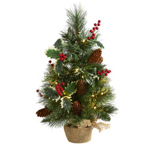 Load image into Gallery viewer, 18&#39; Mixed Pine Artificial Christmas Tree w/ Holly Berries, Pinecones
