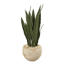 Load image into Gallery viewer, 32&quot; Sansevieria Artificial Plant in Sand Colored Planter
