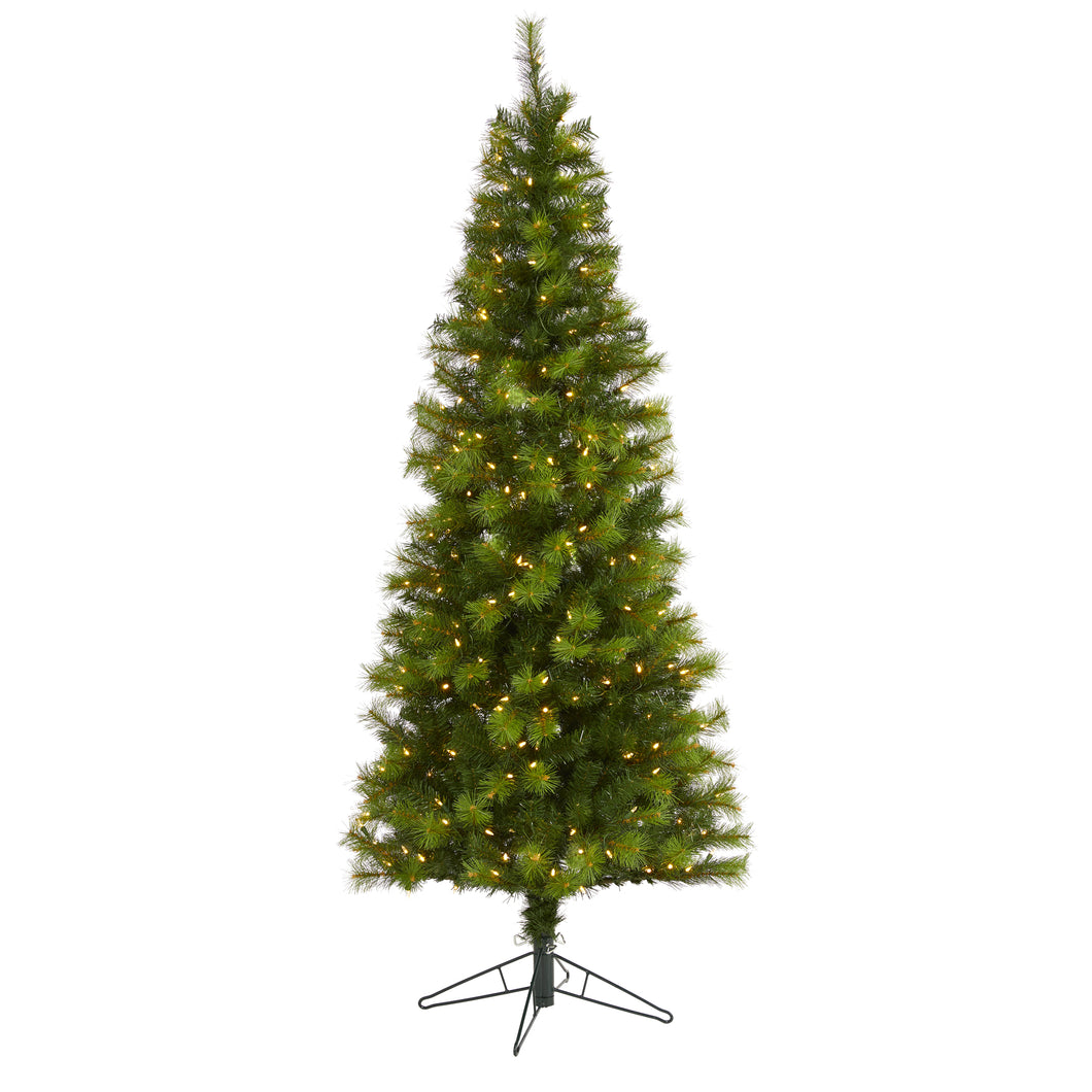 6.5' Green Valley Pine Artificial Christmas Tree w/ 300 Warm White LED Lights