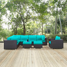 Load image into Gallery viewer, Convene 9 Piece Sectional Set in Espresso Turquoise
