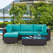 Load image into Gallery viewer, Convene 5 Piece Sectional Set in Espresso Turquoise
