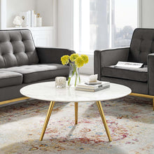 Load image into Gallery viewer, Lippa 36&quot; Round Faux Marble Coffee Table with Tripod Base by Modway
