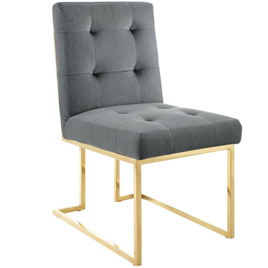 Privy Gold Stainless Steel Performance Velvet Dining Chair by Modway