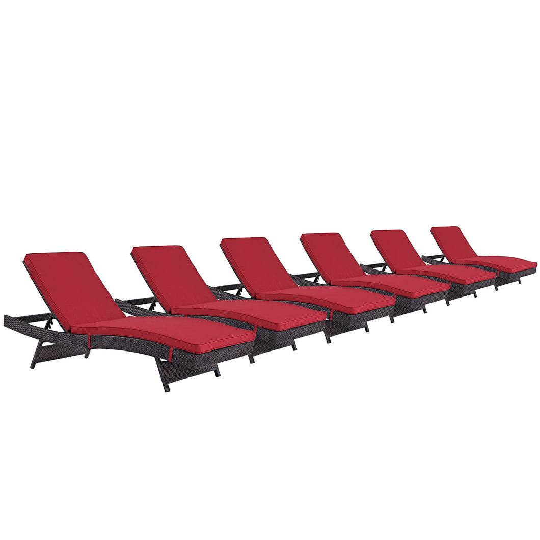Convene Outdoor Patio Chaise Set of 6 by Modway