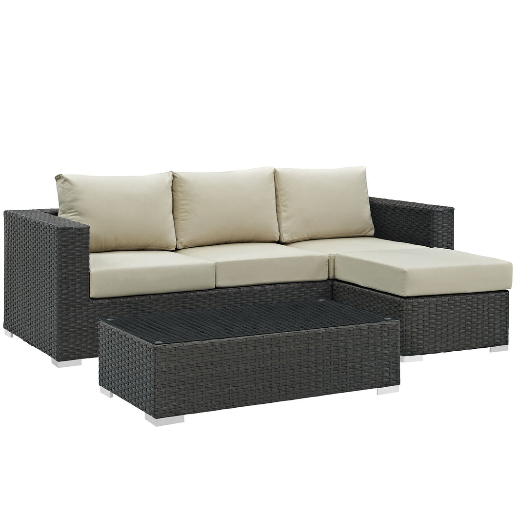 Sojourn 3 Piece Outdoor Patio Sunbrella¨ Sectional Set by Modway