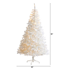 Load image into Gallery viewer, 8&#39; White Artificial Christmas Tree w/ 1500 Bendable Branches and 450 LED Lights

