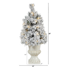 Load image into Gallery viewer, 28&#39; Flocked Artificial Christmas Tree with 30 Clear LED Lights in White Urn
