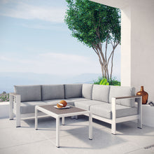 Load image into Gallery viewer, Shore 4 Piece Outdoor Patio Aluminum Sectional Sofa Set by Modway
