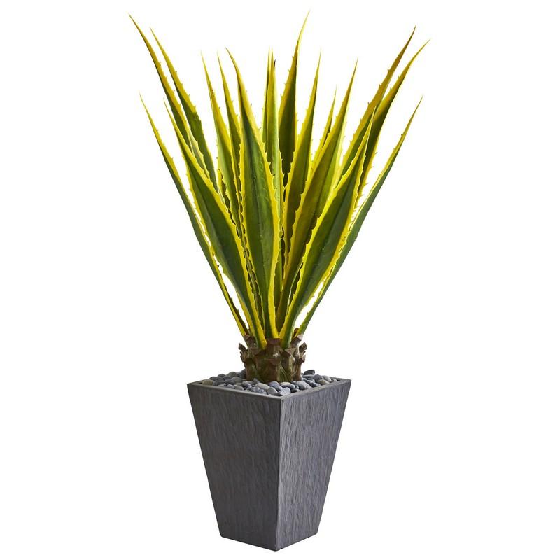 4.5' Agave Artificial Plant in Slate Planter